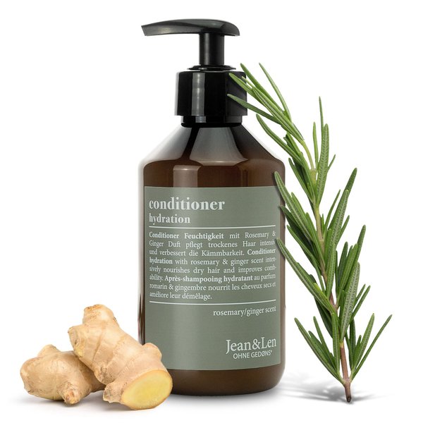 Jean & Len Moisturizing Conditioner Rosemary & Ginger, for dull and dull hair, nourishes intensively & improves combability, conditioner with spicy fragrance, without parabens & silicones, 10.14 Fl Oz