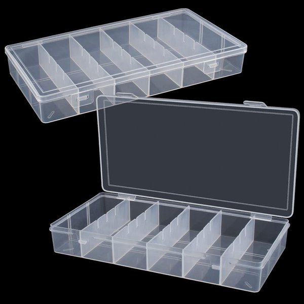 BAGTeck clear visible plastic storage box cosmetic tools storage box makeup tools fishing tackle accessory box organizer jewelry screws hardware accessories organizer box (2Pack)