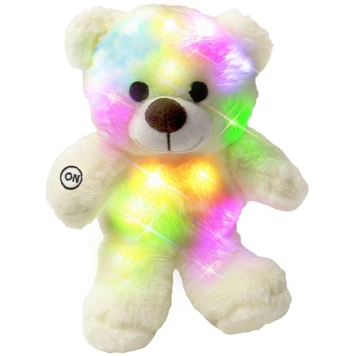 The Noodley LED Light Up Stuffed Animal Sleep Toy Kids Plush Soft Night Light Boys Girls - Small White 12 inch