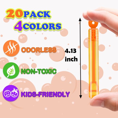 Bubbles Party Favors Supplies for Kids,20 Pack Mini Bubble Wand Toys for Toddlers,Valentines Day Goodie Bag Stuffer Fillers Treats Non Candy, Small Pinata Birthday Classroom Wedding Camping Gifts