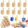AMENON 24 Pack Hanukkah Wooden Dreidel, 3 Inch Blank Natural Wooden Chanukah Dreidel DIY Project Painted for Hanukkah Party Games Hanukkah Decorations