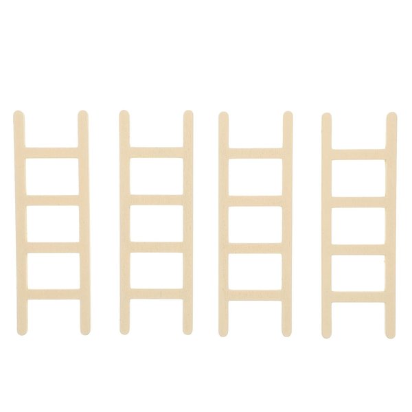 Toyvian Mini Wooden Step Ladder, Mini Wood Doll House Ladder, 1: 12 Miniature Ladder, DIY Craft Accessory, for Doll House Accessories, Fairy Furniture Ladder 4 Pieces