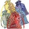 PINOWU 10pcs Silk Brocade Jewelry Pouch Bag 4x5.5 for Wedding Party Favors, Drawstring Coin Purse Embroidered Sachet Candy Chocolate Bag for Christmas New Year Birthday Party (Thick)