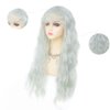 Dai Cloud Grey Long Curly Wavy Wigs for Women Wave Wig with Bangs Natural Looking Synthetic Heat Resistant Hair Wigs Cosplay Halloween Costume Wig