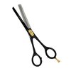 1 Each - 6.5" (16.51cm) Hair Cutting Scissors Shears Salon and Barbershop Professional and Home Use - Super Sharp (Thinning Shears Full Black-Gold)