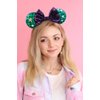 WOVOWOVO Mouse Ears Headbands for Women Girls Sparkle Purple Bow Hairbands Christmas New Year Cosplay Costume Princess Party Decorations