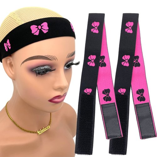 Atimiaza 2 Pcs Elastic Bands for Wig, Lace Melting Bow Tie Band, Edge Wrap to Lay Edges (Pack of 2)