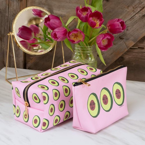 Studio Oh! Cosmetic Bag for Makeup & Toiletries Avocadoze - Fully Lined, Spacious Size: 8.25" W x 5.5" H x 2.75" D Clutch Pouch with Full Zip Closure