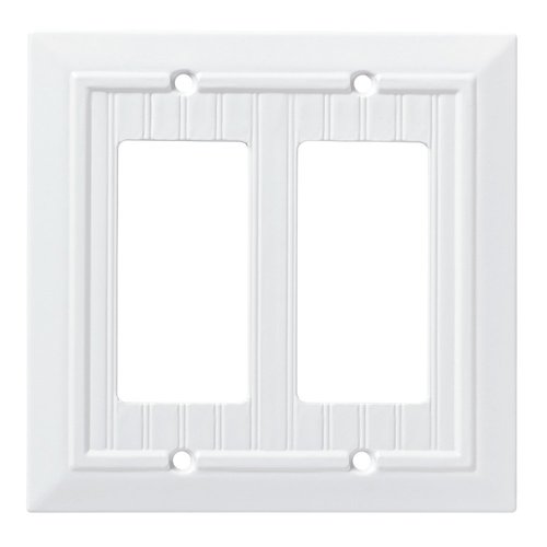 Franklin Brass Classic Beadboard Wall Plate, Pure White Double Decorator Outlet Cover, 1-Pack, W35272-PW-C