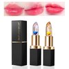 BLUE LOVE 2PCS Color Changing Flower Jelly Lipstick, Clear Lipstick with Flower Inside Temperature Change Lip Balm, Hydrating Lipstick Long Lasting Lip Gloss (2Pc Blue Gold)