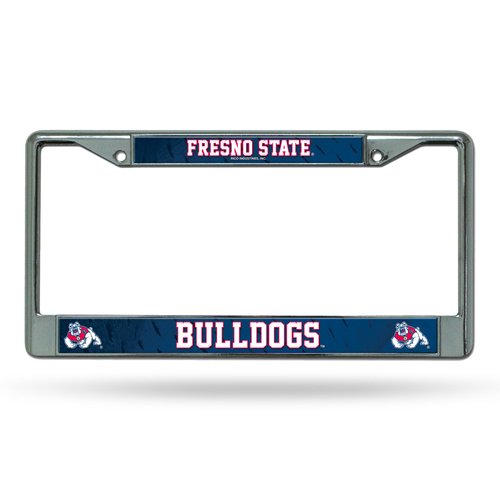 Rico Industries NCAA Fresno State Bulldogs Standard Chrome License Plate Frame Team Color, 6 x 12.25-"