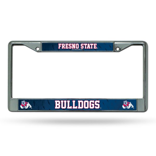 Rico Industries NCAA Fresno State Bulldogs Standard Chrome License Plate Frame Team Color, 6 x 12.25-"
