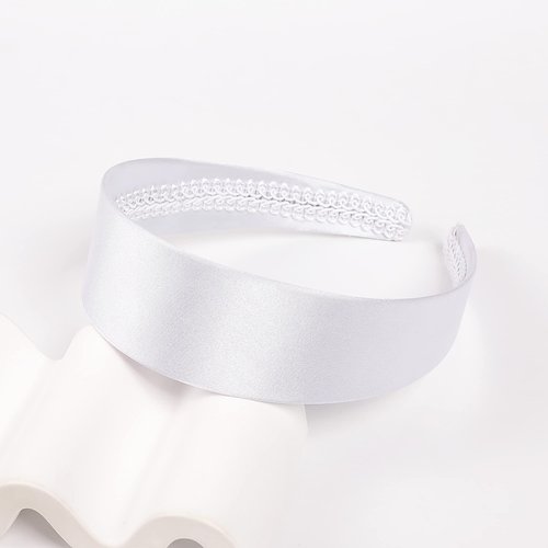 White Headband Halloween Headbands for Women - Thick Head Band 60s Headband White 70s headband for Adults Satin Headbands for Women Girls, Non Slip 1.6 Inch Wide 1 Pack