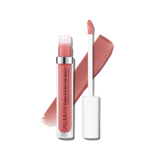 Almay Color & Care Hydrating Lip Gloss, Lip Makeup Stocking Stuffers for Women, Soft Natural Colors, Hyaluronic Acid, 200 Rose Glow, 0.1 fl oz