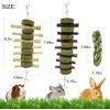 ROZJOVU Rabbit Guinea Pig Bunny Chew Toys for Teeth Grinding Cage Hanging Toy Organic Rabbit Treats for Bunny Chinchillas Hamsters(Bamboo+Apple Sticks+Alfalfa Cakes+Timothy Hay) (2 PCS)