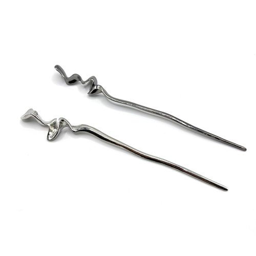 MYEAST French Hair Pin for Women - Chinese Hair Sticks Accessory Hair Pin for All Hair Metal Hair Pins for Women Retro Vintage Decorative for Hair Accessory Hair Fork - 2 Pack（Black, Silver）