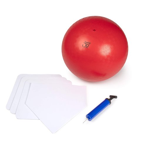 JumpOff Jo - Premium Kickball Set - Oversized 15-Inch Durable Kickball, Baseball Bases, Ball Pump & 2 Needles, Playground Equipment for Backyard Games & Outdoor Activities