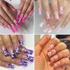 3D Hibiscus Flower Nail Stickers for Nail Art, Flowers Nail Art Stickers Self Adhesive Gold Pink White Nail Art Design Flowers Decals Pegatinas para Uñas Stickers for Women Nail Decoration 4Sheets