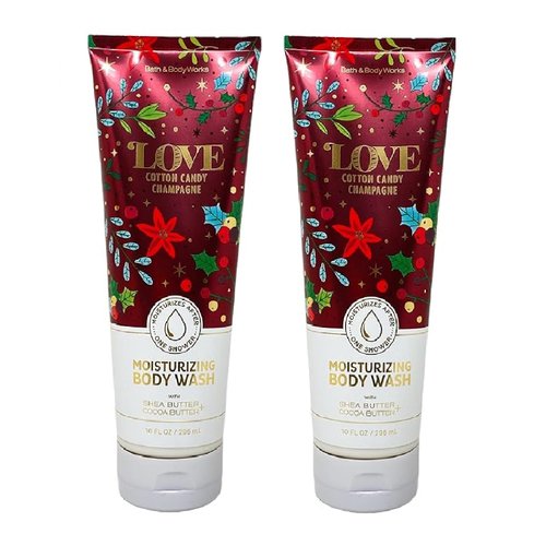 Generic Bath and Body Work LOVE COTTON CANDY CHAMPAGNE 2 Pack Moisturizing Body Wash Gift Set - 10 fl oz / 296 mL each, Full Size, Red