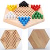 Wooden Chinese Checkers Board Game Set, Colorful Chinese Checkers Board Game Classic Strategy Family Board Game for Kids and Adults 7.8 inch
