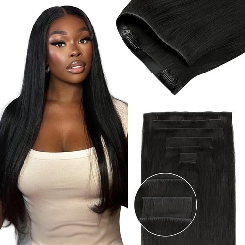 Lashey Invisi Edge Clip in Hair Extensions, 7pcs 110g 14 Inch Natural Black Seamless Clip in Hair...