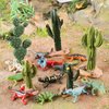 EOIVSH Desert Animal Figurines, 17pcs Model Trees Cactus Kit with Lizard Figures for Kids Toddlers, Reptile Toy Playset for Diorama Project Cake Topper Decorations