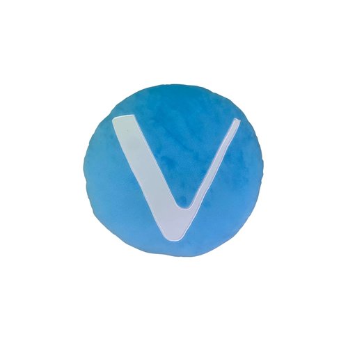 Vechain Pillow - Embroidered Round Stuffed Plush Crypto Pillow by BlockCraft.Shop Vet Plush Pillow
