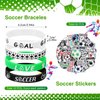 Aoriher 108 Pcs Soccer Party Favors Set Soccer Party Themed Goodie Bag Fillers Mini Soccer Balls Whistle Silicone Bracelet Tattoo Sticker Temporary Keychain for Sport Party Supplies
