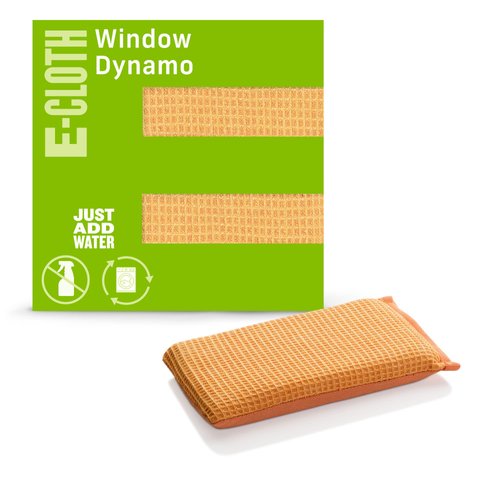 E-Cloth Window Dynamo, Premium Microfiber Glass and Window Cleaner Sponge, Great for Shower Glass Doors, Indoor & Outdoor Windows and Car Windshield, Washable and Reusable, 100 Wash Guarantee, 1 Pack