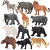 Fantarea 12 PCS Realistic Wild Life Jungle Animal Figures Model Lion Tiger Bear Elephant Desktop Ornament Collection Party Playset Favors Supplies Cake Toppers Toys for Boys Girls