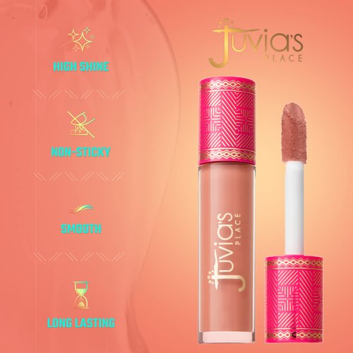 Juvia's Place Lip Gloss,Rich-Nude Liquor High Shine Bronzed Sugar, Long Lasting, Glides on Richly and Smoothly, 16 oz,