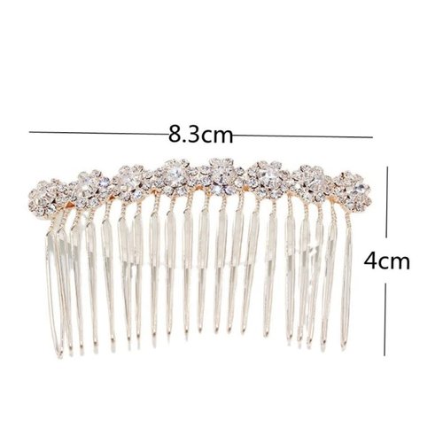 Duehut Hair Comb, 2 PCS 8-Flower Alloy Rhinestone Bridal Hair Pins Hair Clips Women Wedding Headpiece for Bride Bridesmaids, Metal, Gold
