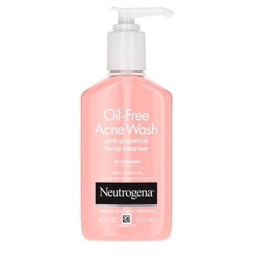 Neutrogena Oil-Free Pink Grapefruit Pore Cleansing Acne Wash and Daily Liquid Facial Cleanser with 2% Salicylic Acid Acne Medicine and Vitamin C, 6 fl. oz (Pack of 3)
