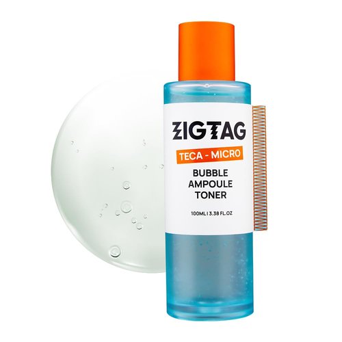 ZIGTAG Teca Micro Bubble Ampoule Toner - Dual-Action Hydrating and Exfoliating Toner with TECA, Zinc & PHA for Deep Moisture and Skin Soothing, Korean Skincare, 100ml