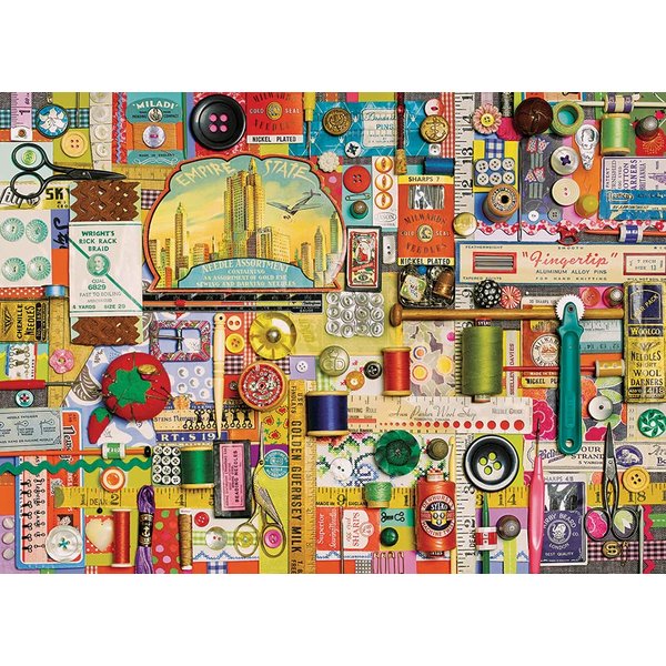Cobble Hill 1000 Piece Puzzle - Sewing Notions - Sample Poster Included