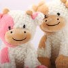FCLEIH Cow Stuffed Animals, 9" Soft Cuddly Sit Cow and Cow Keychain, Cow Plush Animal Toy Great Gift for Kids (Pink)