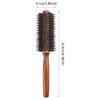 Boar Bristle Round Brush，Natural Bristle Hair Brush Wooden Handle Styling Brush Prevents Tangles and Anti-Static for Hair Blowing, Styling, Curling, Detangling and Straightening(size:22.3x4.7cm)