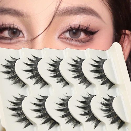 Andy's Orchids Cosplay Manga Lashes, Japanese Anime Eyelashes 3D Thick Fluffy Fake Eyelash Natural Look Eyelashes Little Devil Spiky Eye Lash Extensions 5 Pairs