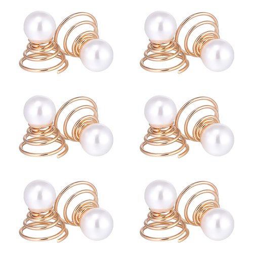 Luxshiny Pearls for Hair 12pcs Pearl Spiral Hair Pins, Gold Twists Hair Coils Pearls Hair Clip Pearl Hair Accessories for Wedding Party Prom