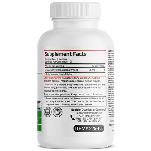 Bronson DHEA 25mg Once Daily Formula, 100 Capsules