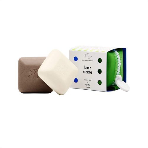 Drunk Elephant Baby Juju and Baby Pekee Bar Soap Travel Case. Exfoliating Face Wash and Moisturizing Bar Cleansers. 1 Ounce Each. Travel Duo + Case.
