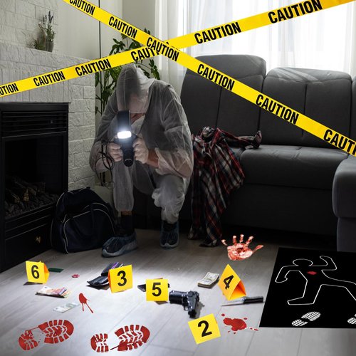 Akide Halloween Crime Scene Decorations Kit Have A Killer Birthday Banner Body Silhouette Crime Scene Tape Evidence Markers Mugshot Backdrop for Detective Murder Mystery Party Decorations