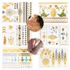 Metallic Temporary Tattoos - 12 Sheets Waterproof Gold Sliver Glitter Body Face Tattoo for Women Teen Girls, Over 200 Flash Fake Festival Jewelry Bling Body Art Tat Stickers