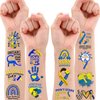 103 PCS Funny Down Syndrome Awareness Temporary Tattoos Stickers Theme Party Decorations Supplies Favors Decor Care Blue Yellow Ribbon Tattoo Sticker Gifts For Boys Girls Class Prizes Carnival