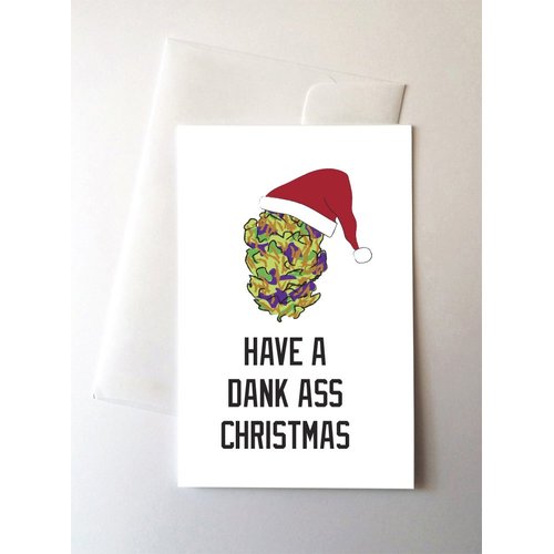 2 Pack - Dank Nug Merry Christmas Greeting Cards, Funny, Stoner, Joke, Weed, 420 (4.25x5.5 Inch)