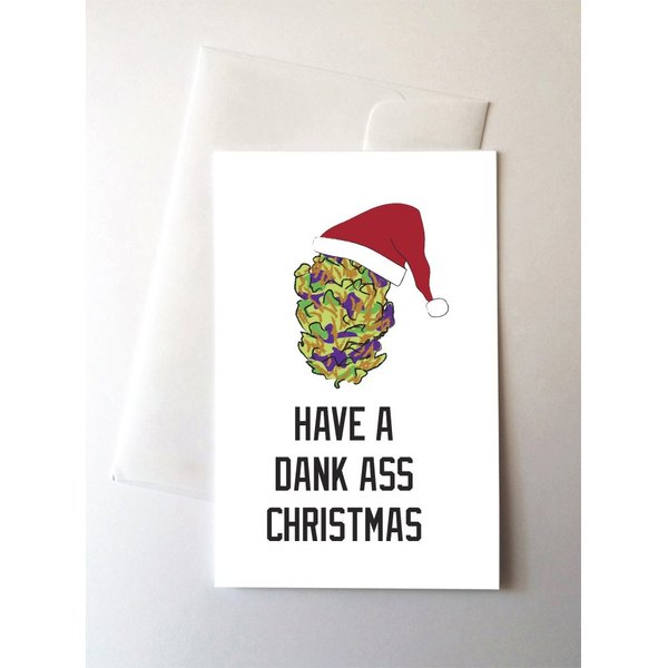 2 Pack - Dank Nug Merry Christmas Greeting Cards, Funny, Stoner, Joke, Weed, 420 (4.25x5.5 Inch)