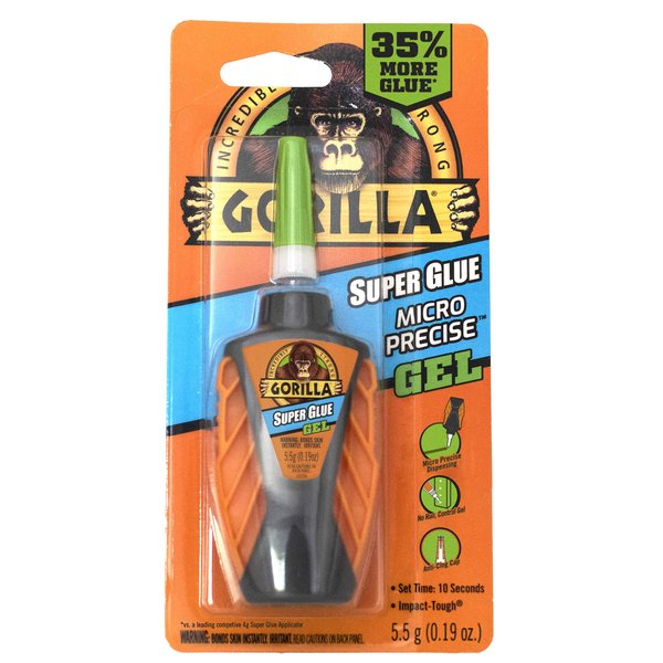 Gorilla Micro Precise Super Glue Gel, 5.5 Gram, Clear, (Pack of 1)