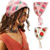 havelaugh Floral Crochet Hair Bandana Fruits Headband 2 PCS Tie Knotted Headscarf Vintage Headband Knitted Head Kerchief for Women&Girls