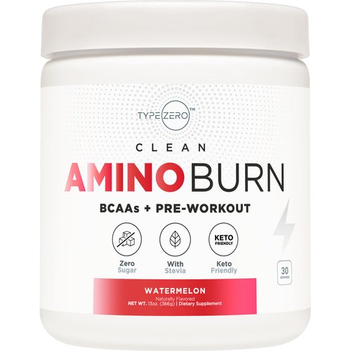 Type Zero AminoBurn - Vegan Amino Acids Energy Pre Workout Drink for Women/Men (Watermelon) Sugar-Free Energy Drink Powder & Amino Acids Supplement - Natural Preworkout Energy