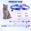 DILLYBUD Breakaway Cat Collars for Girl Boy Cats, Fall Winter All Weather Cat Collar Personalized Pattern 2 Pack,Cute Classic Safety Buckles and Bells,Adjustable Printed Nylon Colorful Blue